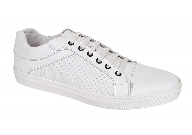 Sneakers barbati casual din piele naturala - Model Alb 1021